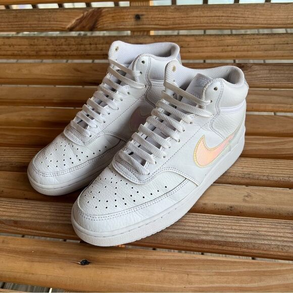 Nike Court Vision Mid ‘White Iridescent’ Women’s Sneakers - Size 8.5 - Picture 2 of 14